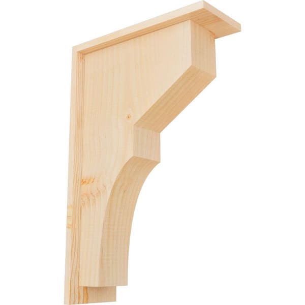 Ekena Millwork 5-1/2 in. x 14 in. x 22 in. Douglas Fir Monterey Smooth Corbel with Backplate