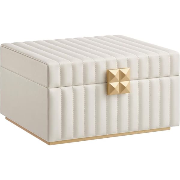 2-Tier Jewelry Box with Mirror in Cloud White