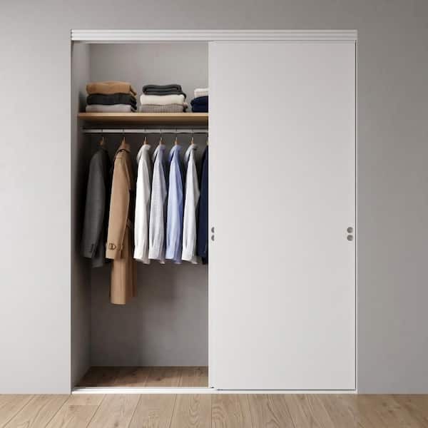 Smooth Flush Solid Core Primed MDF Interior Sliding Door With Trim