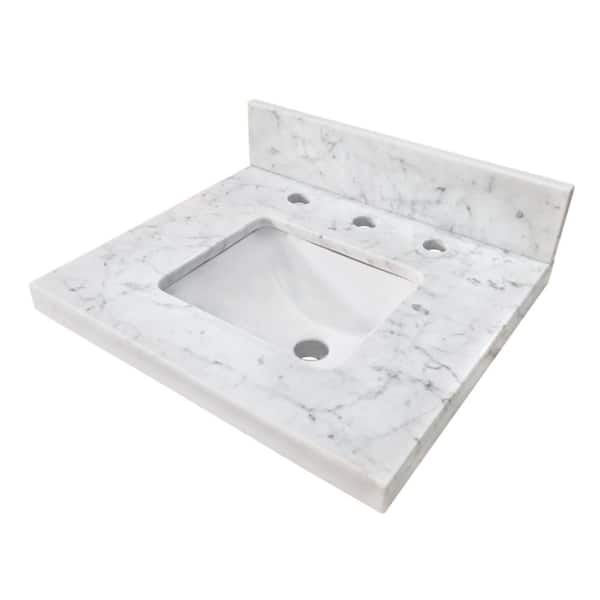 Kingston Brass Fredrickson 19 in. W x 17 in. D Marble Carrara White Rectangular Single Sink Vanity Top in White