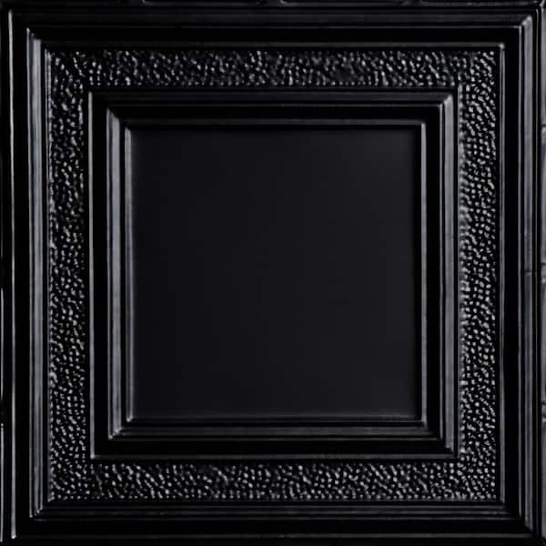 County Cork Satin Black 2 ft. x 2 ft. Decorative Lay-in Tin Ceiling Tile (24 sq. ft./case)