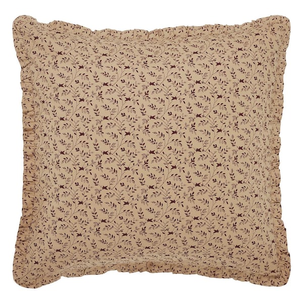 Pip Vinestar Natural Burgundy Primitive Floral Cotton Euro Sham
