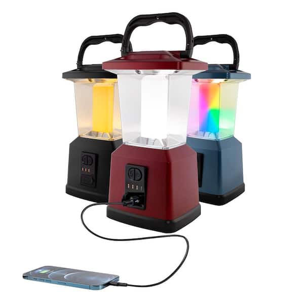 Enbrighten Dual Power Color Changing LED Rechargeable Lantern, Red