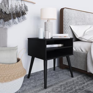 Ragusa Mid-Century Open Black Nightstand