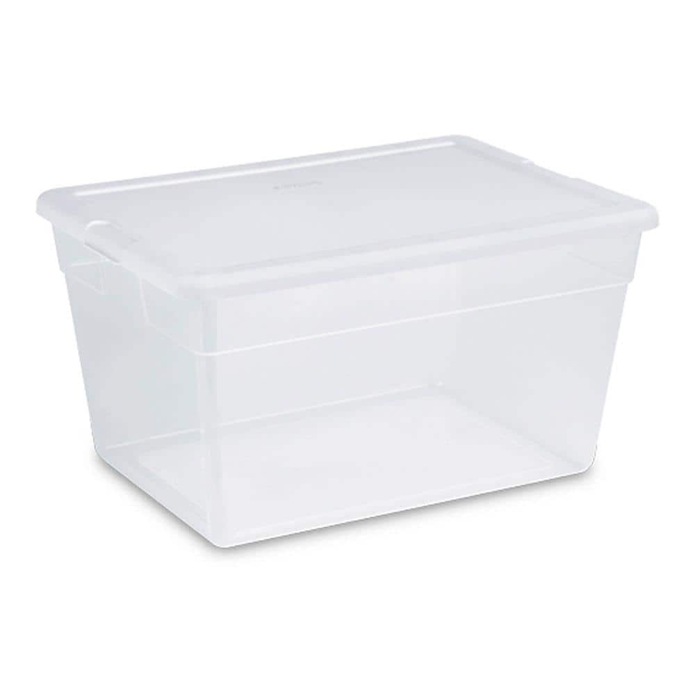 Roughneck 50 Qt/12 Gal Stackable Clear Storage Containers w/ Grey Lids,  5-Pack