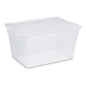 Lidded 56 Qt. Clear Bin Home Storage Box Tote Container
