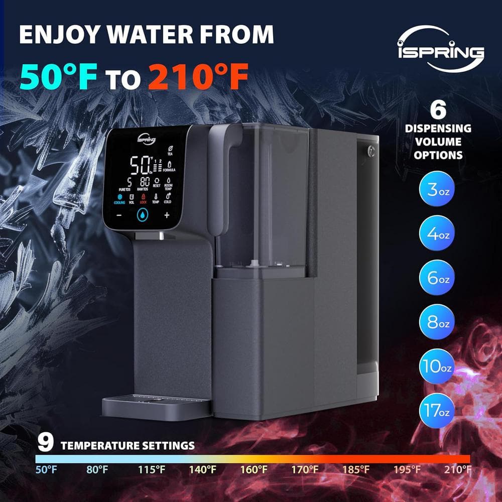 iSpring Black Hot and Cold Countertop Water Filtration System