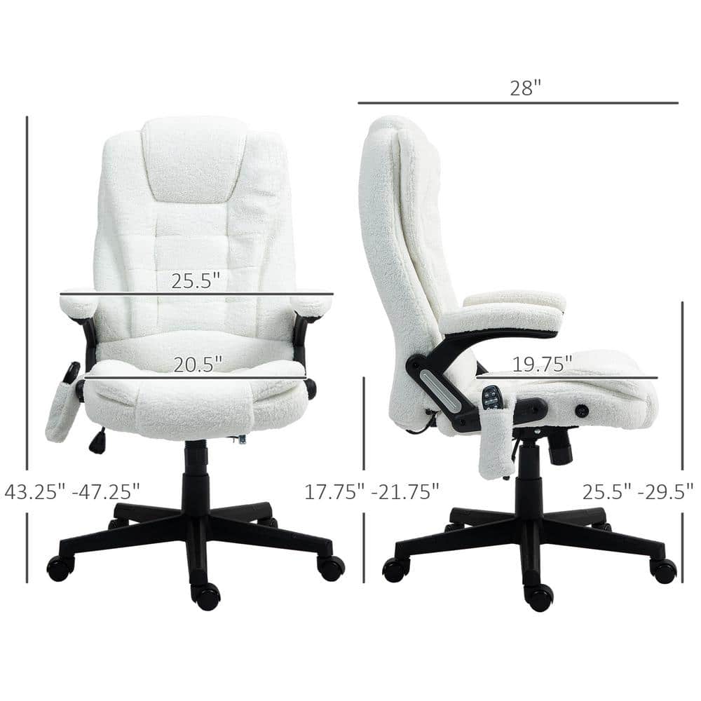 White High Back Swivel Executive Chair with Massage and Heat