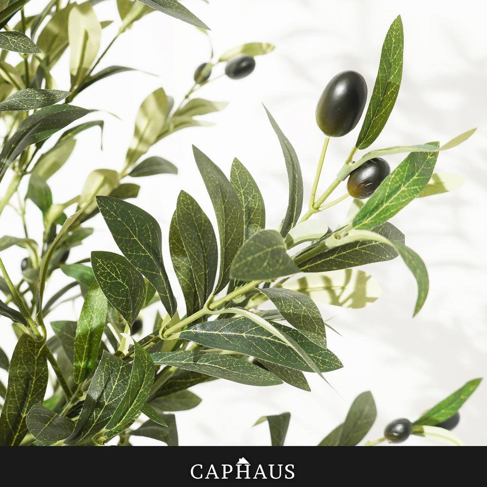 6-Foot Green Artificial Olive Tree in Black Plastic Pot