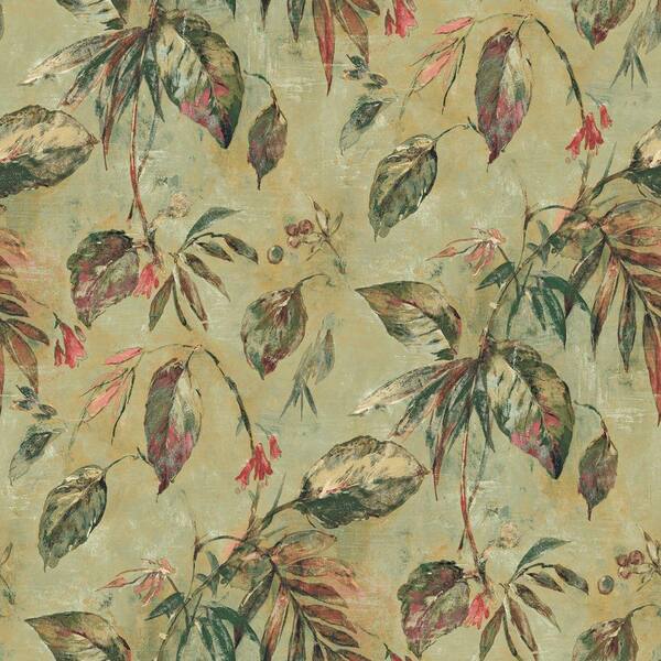 The Wallpaper Company 8 in. x 10 in. Green Tropical Vines Wallpaper Sample