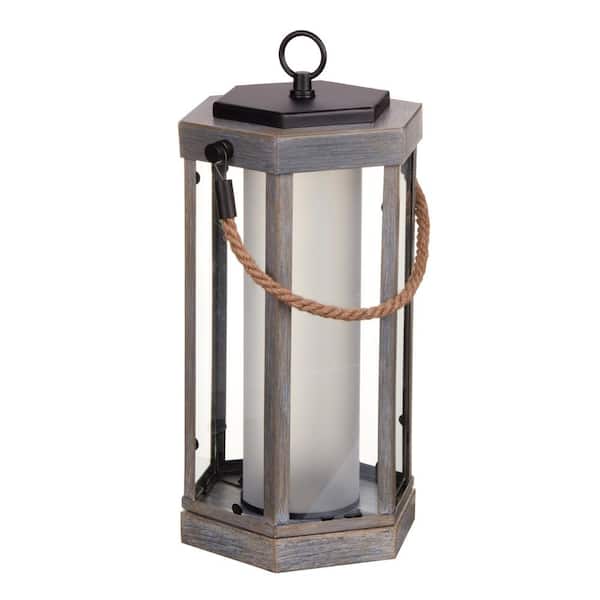 Globe Electric Aston 14 In Faux Wood, Battery Operated Outdoor Lamps