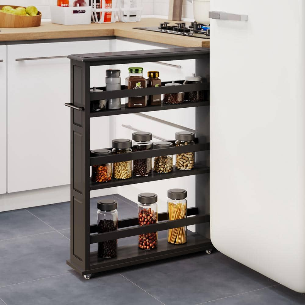 Lavish Home Slim Rolling Storage Cart, Black