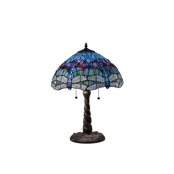 Serena D'italia Tiffany Blue Dragonfly 26 in. Bronze Table Lamp