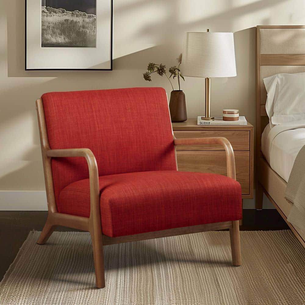 Novak Mid-Century Lounge Chair in Spice with Elm Wood Finish