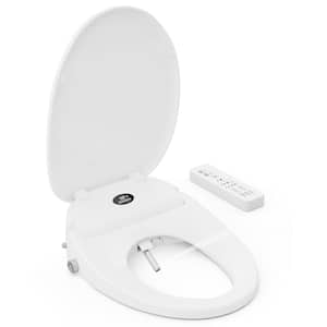 Electric Heated Bidet Seat for Elongated Toilets in White Warm Air Dryer Multiple Spray Modes LED Night Light