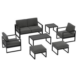 7- Piece Aluminum Patio Conversation Set with Cushions