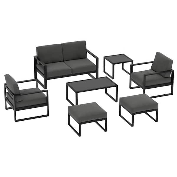 SUNVIVI 7- Piece Aluminum Patio Conversation Set with Cushions