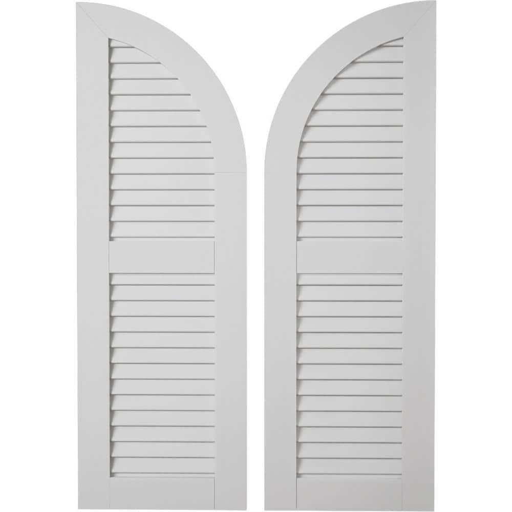 Timberthane 18 in. W x 42 in. H Louvered Quarter Round Polyurethane Shutters Pair in Primed Tan price history on PriceWatchPro