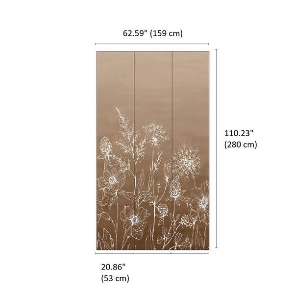 Veer Decor Wild Flora Sketch Taupe Wall Mural 8253-BD1 - The Home