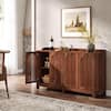 BYBLIGHT Ahlivia Brown Wood 57 in. Buffet Cabinet Long Sideboard Cabinet with Adjustable Shelves BB-JW0983-SJH