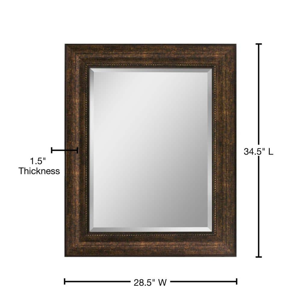 Elegant Beaded Bronze Rectangular Vanity Wall Mirror - 28.5 x 34.5