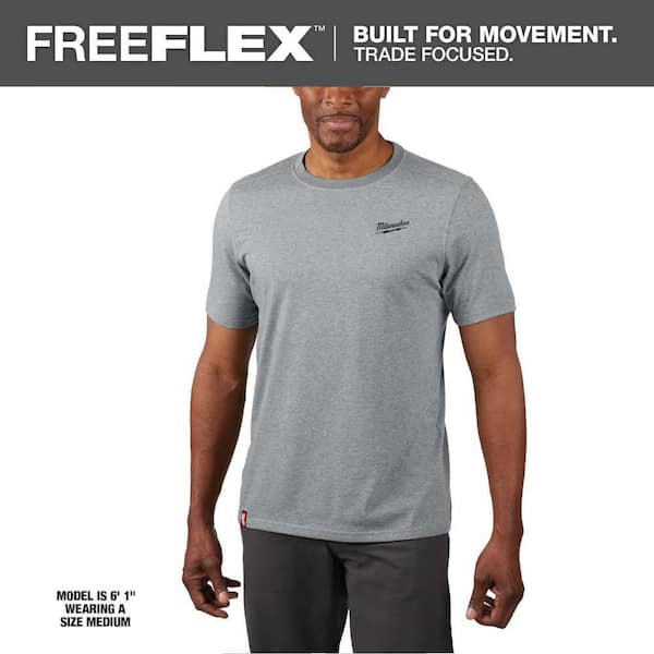Men's X-Large Gray Cotton/Polyester Short-Sleeve Hybrid Work T-Shirt