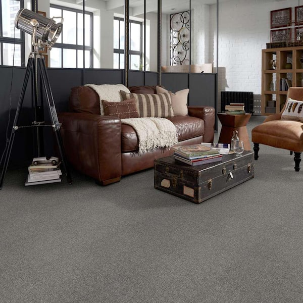 Willow - Grey - 12 ft. Wide x Cut to Length 14 oz. Polyester Texture Carpet