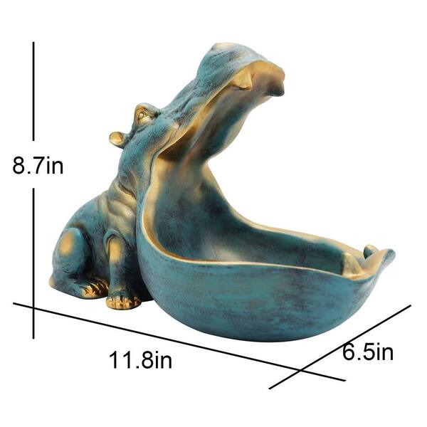 Angel Sar 11.8 in. x 6.5 in. x 8.7 in. Dark Blue Hippo Statue
