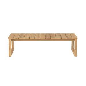 Wood Outdoor Coffee Table, Modern Solid Wood Slat-Top Patio Backless Bench for Patio, Backyard & Deck in Natural