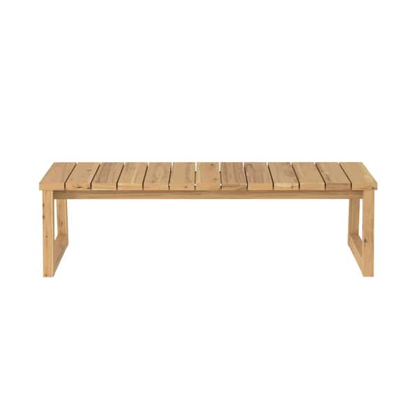 Unbranded Wood Outdoor Coffee Table, Modern Solid Wood Slat-Top Patio Backless Bench for Patio, Backyard & Deck in Natural