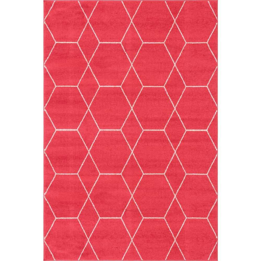 StyleWell Trellis Frieze Pink/Ivory 4 ft. x 6 ft. Geometric Area Rug ...