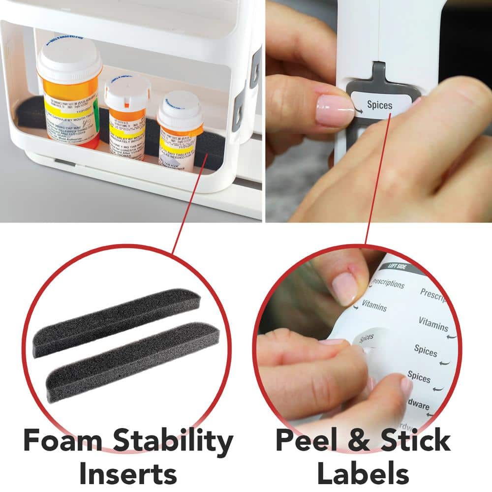 White Revolving Double-Decker Countertop Spice Rack Organizer