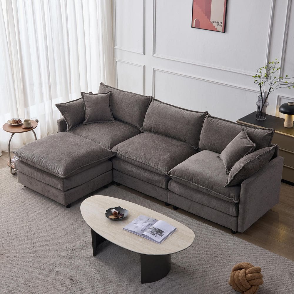 Harper & Bright Designs 105 in. 4-piece Chenille Upholstered L