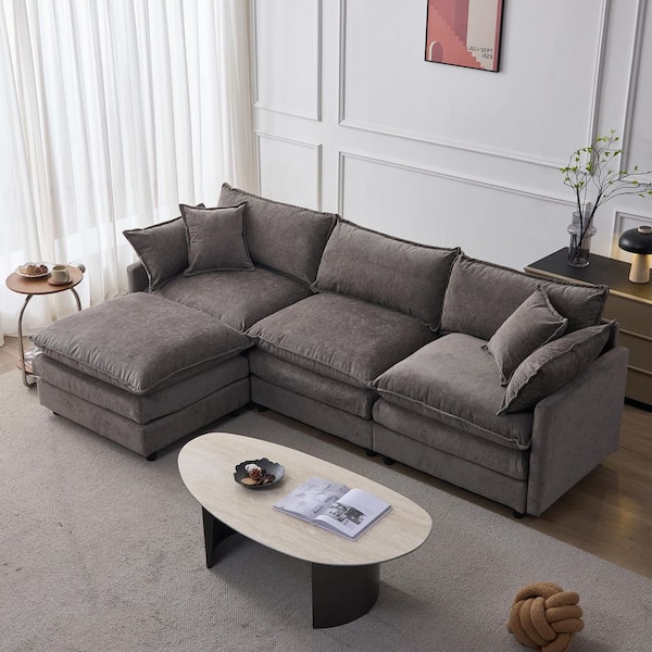 y*l様 [即完売]economicsexperiment クッション Harper & Bright Designs 105 in. 4-piece Chenille Upholstered L