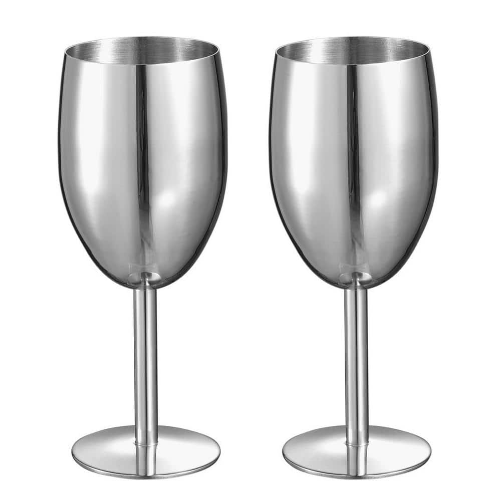 WOTOR Stainless Steel Wine Glasses Set of 4, 18oz Unbreakable & Silver