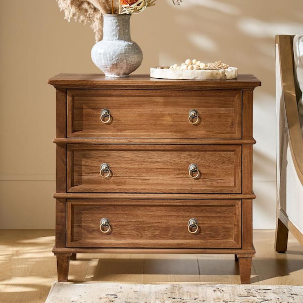 Olinto Cherry 3-Drawer 28 in. W Nightstand