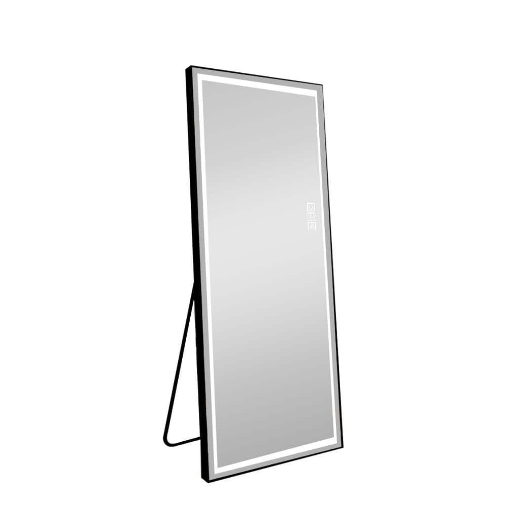 21 in. W x 64 in. H Rectangular Black Framed Full Length Standing Floor Mir