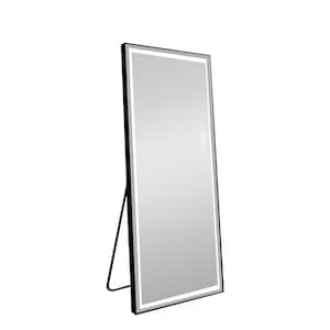 21 in. W x 64 in. H Rectangular Black Framed Full Length Standing Floor Mirror with LED Light Dimmable