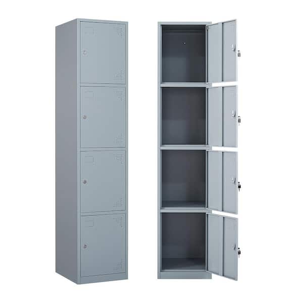 Mlezan Storage Locker 4-Doors with Keys for Employees School Gym in Gray 17  in. D x 15 in. W x 71 in. H DBSG202152G - The Home Depot