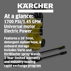 2000 Max PSI 1.45 GPM K 2 Power Control Cold Water Corded Electric Pressure Washer Plus Vario and DirtBlaster Wands