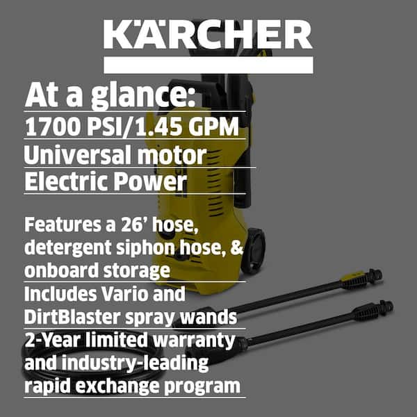 Karcher 1.673-609.0 1700 PSI 1.45 GPM K 2 Power Control Cold Water Electric Pressure Washer Plus Vario and DirtBlaster Spray Wands - 2