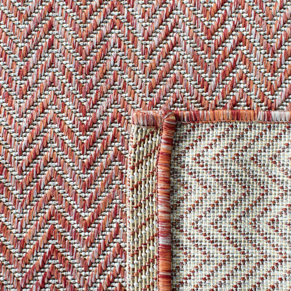 Modern Indoor/Outdoor Chevron Striped Rug, 2'7" x 5', Red/Beige