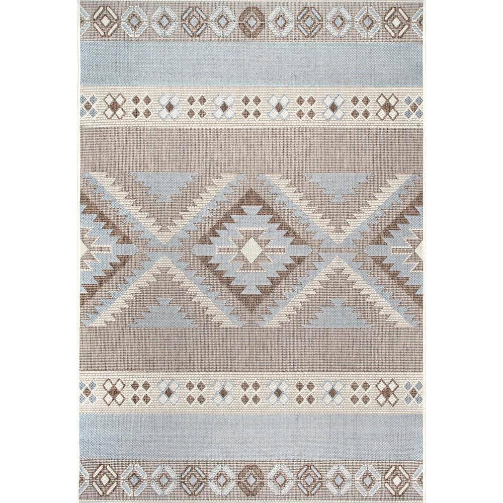 nuLOOM Arianna Ikat Gray 5 ft. x 8 ft. Indoor/Outdoor Patio Area Rug
