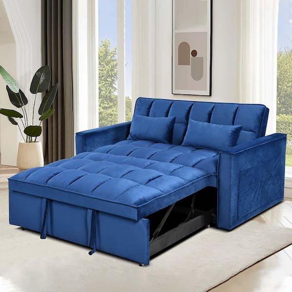 Siavonce 33.85 in. W obsidian black Velvet 3-in-1 Sofa Bed