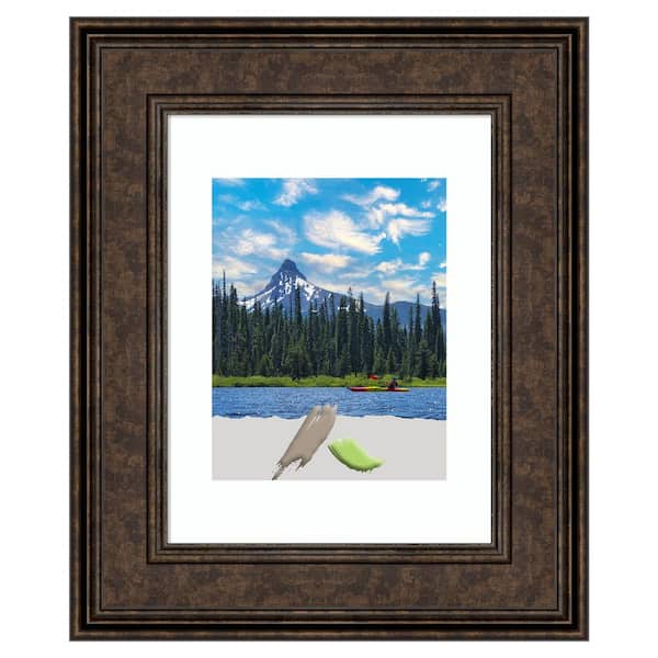 Amanti Art 11 in. x 14 in. Matted to 8 in. x 10 in. Ridge Bronze Picture Frame Opening Size