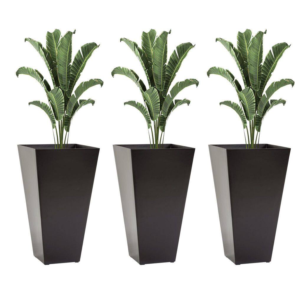 Brown Set of 3 Square Polypropylene Plant Pots with Drainage Holes (15.75 in. L x 15.75 in. W x 28 in. H) price history on PriceWatchPro