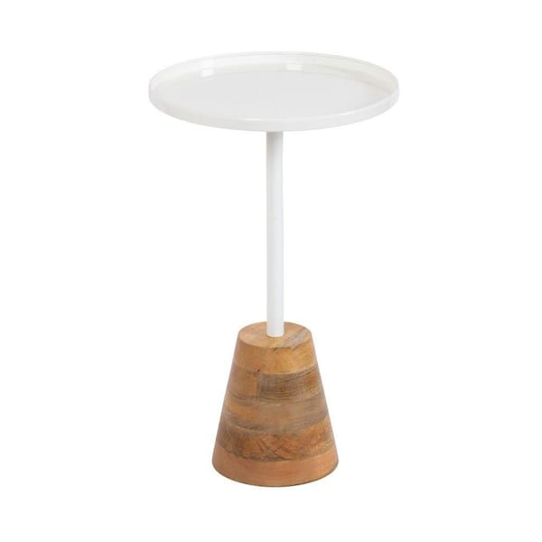 Kate and Laurel Tira 14 in. White Round Metal End Table