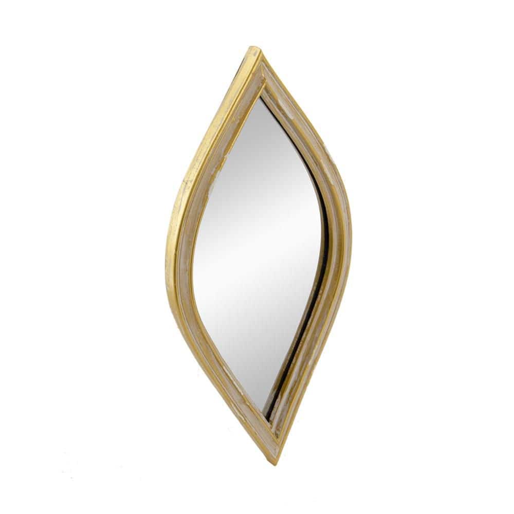 Antique Gold 4.5 in. W x 9.5 in. H Art Deco Oval Polyresin Framed Mirror Wa
