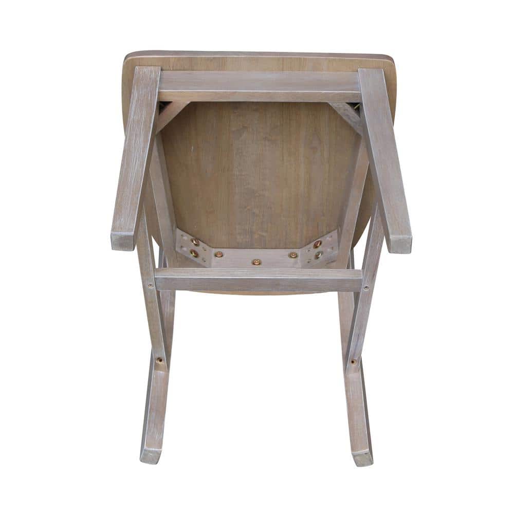 Set of 2 Washed Gray High Back Wood Dining Chairs