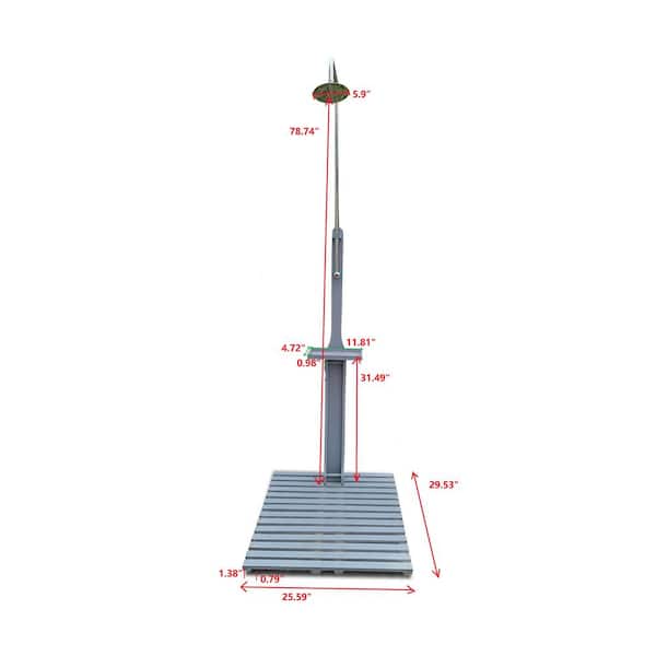Afoxsos 86.61 in. H Gray Wood Outdoor Shower with Base for Swimming Pool, Garden